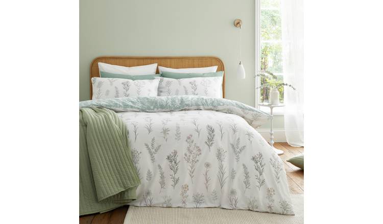 Bianca Cotton 200TC Wild Flowers White Bedding Set-Superking