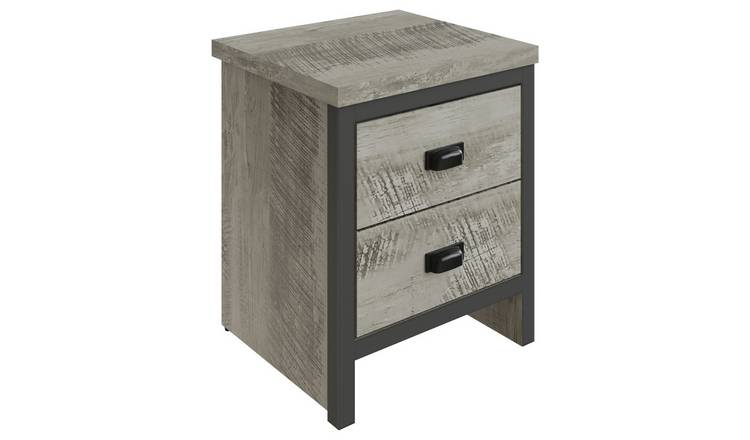 GFW Boston 2 Drawer Bedside Table - Grey