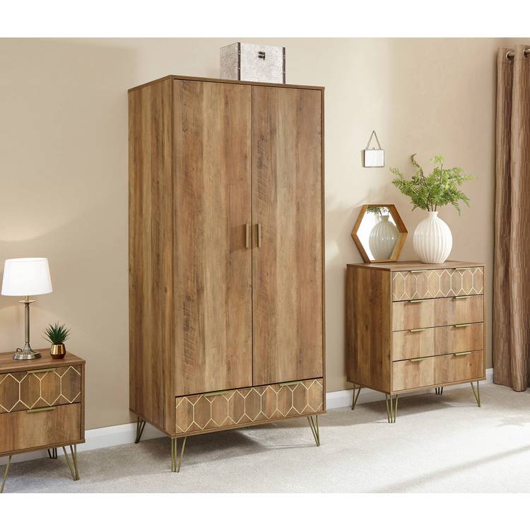 GFW Orleans 2 Door 1 Drawer Wardrobe - Mango Wood Effect 0