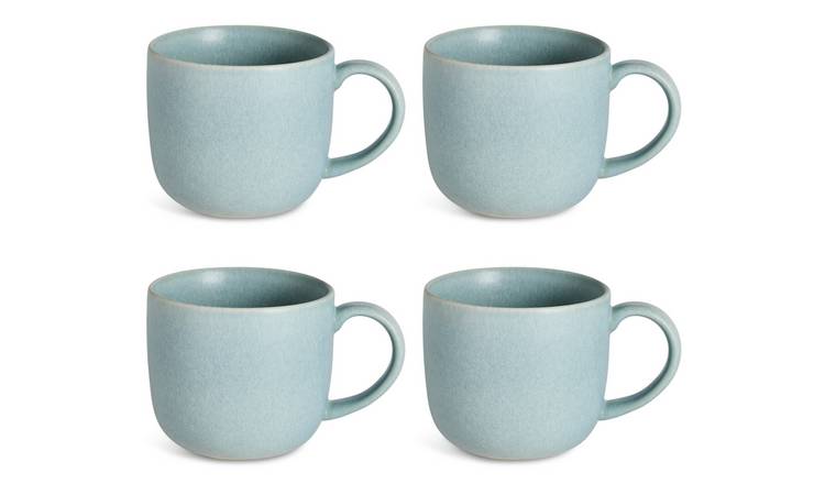 Habitat Set of 4 Reactive Stoneware Mugs - Soft Blue