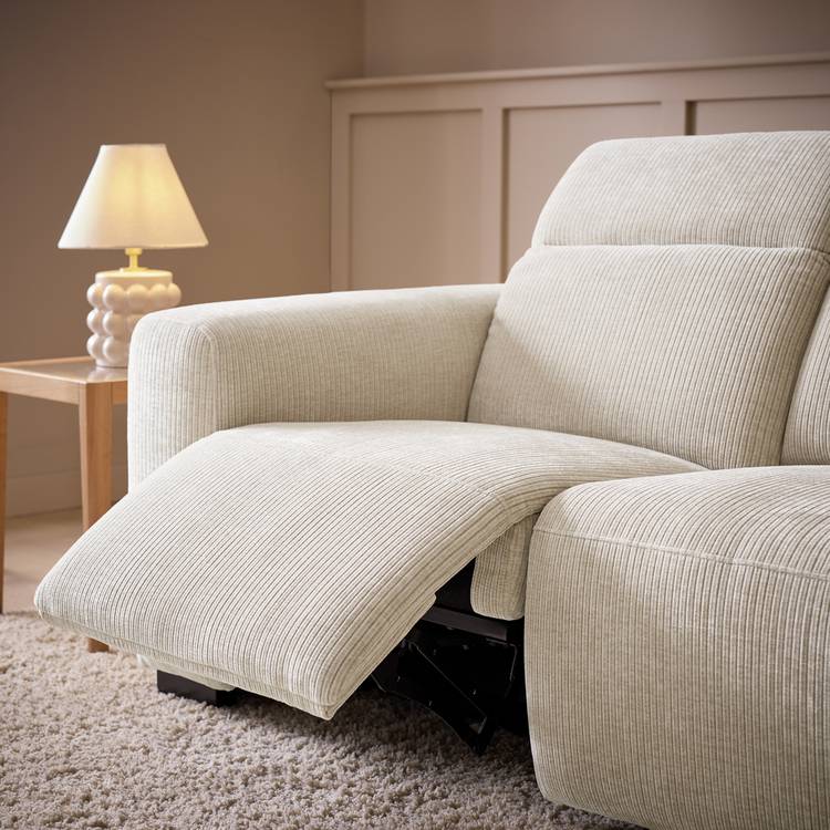 Habitat Reggie Fabric 3 Seater Recliner Sofa - Beige 0