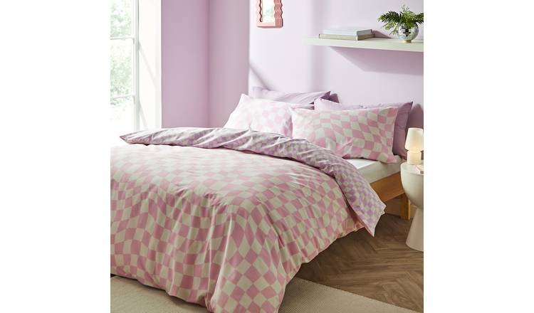 Sassy B Checkerboard Wave Pink Bedding Set - Double