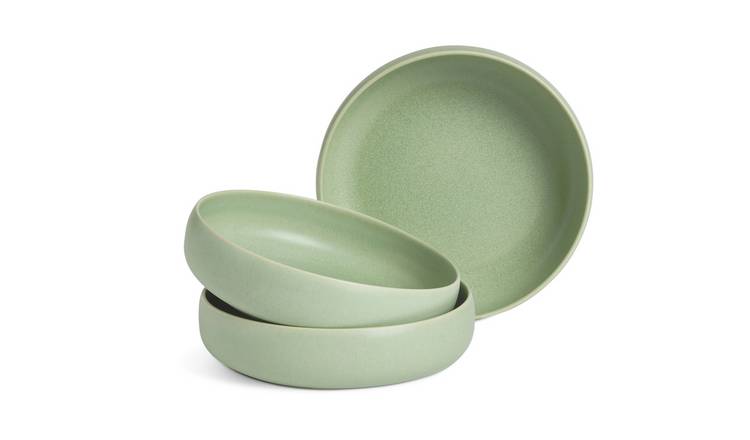 Habitat 4 Piece Reactive Stoneware Pasta Bowls - Green