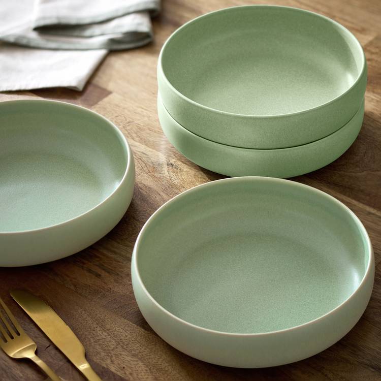 Habitat 4 Piece Reactive Stoneware Pasta Bowls - Green 0