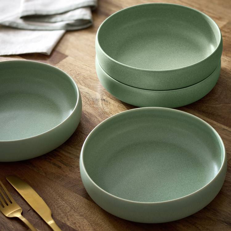 Habitat 4 Piece Reactive Stoneware Pasta Bowls - Green 0