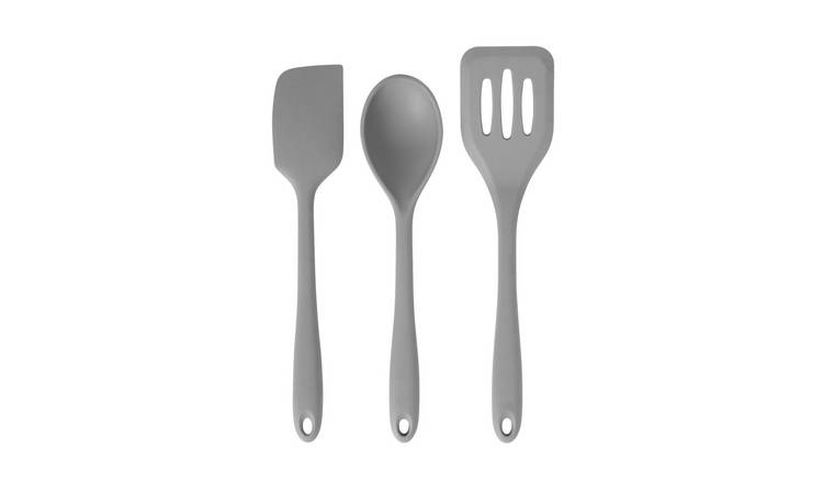 Argos Home 3 Piece Silicone Utensil Set - Grey