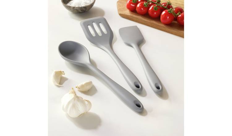 Argos Home 3 Piece Silicone Utensil Set - Grey