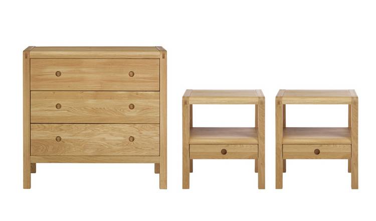 Habitat Radius 2 Bedside Table & 3 Drawer Chest Set - Oak