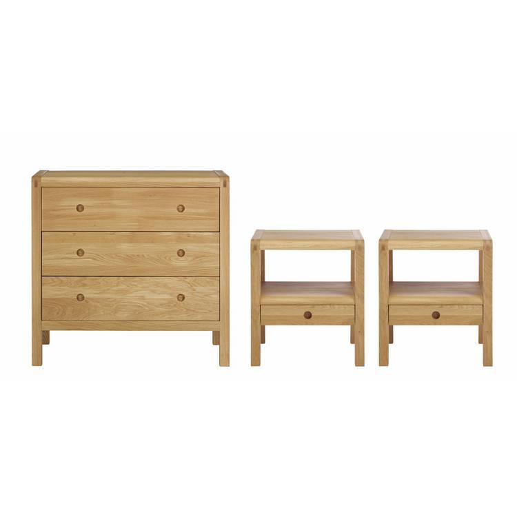 Habitat Radius 2 Bedside Table & 3 Drawer Chest Set - Oak 0