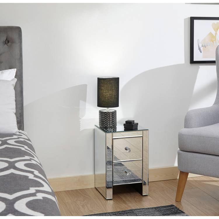 GFW 2 Drawer Bedside Table - Mirrored 0