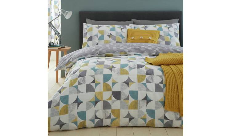 Catherine Lansfield Retro Circles Ochre Bedding Set-Kingsize