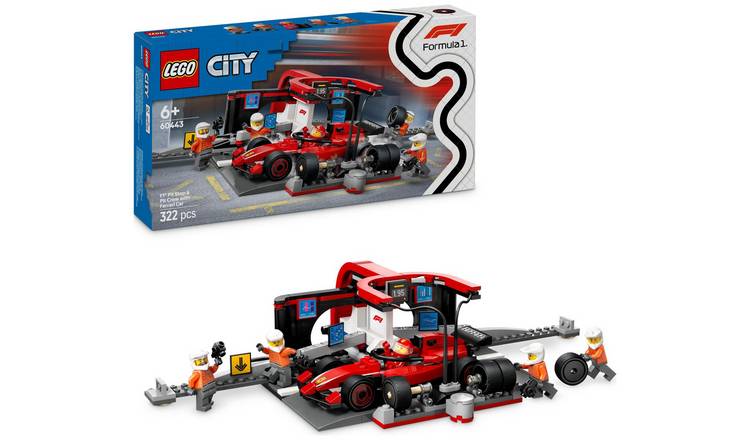 LEGO City F1 Pit Stop & Pit Crew with Ferrari Car Toy 60443