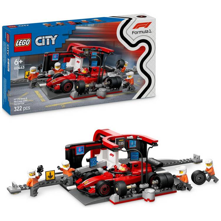 LEGO City F1 Pit Stop & Pit Crew with Ferrari Car Toy 60443 0