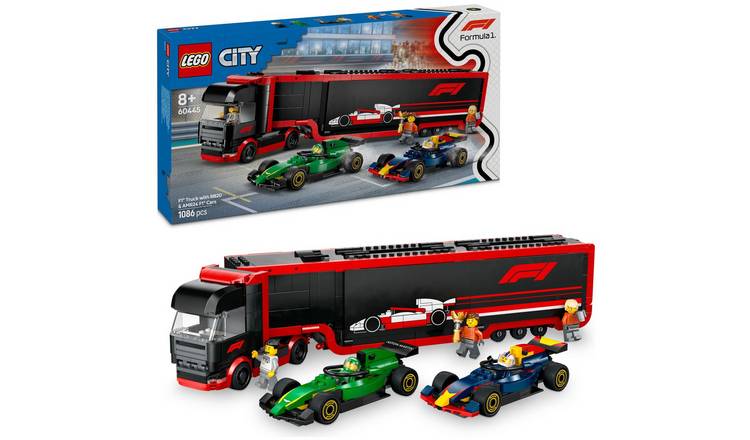 LEGO City F1 Truck with RB20 & AMR24 F1 Cars Playset 60445