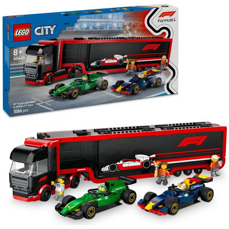 LEGO City F1 Truck with RB20 & AMR24 F1 Cars Playset 60445 0