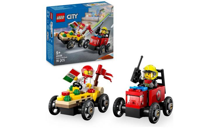 LEGO City Pizza vs. Fire Truck Race Car Pack Toy 60458