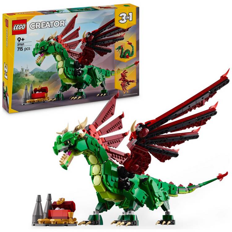 LEGO Creator 3in1 Medieval Dragon Figure, Creative Toy 31161 0