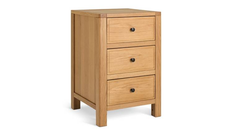 Habitat Finchley 3 Drawer Bedside Table - Oak