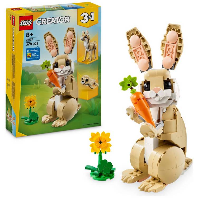 LEGO Creator 3in1 Cute Bunny Toy, Animal Figure Set 31162 0