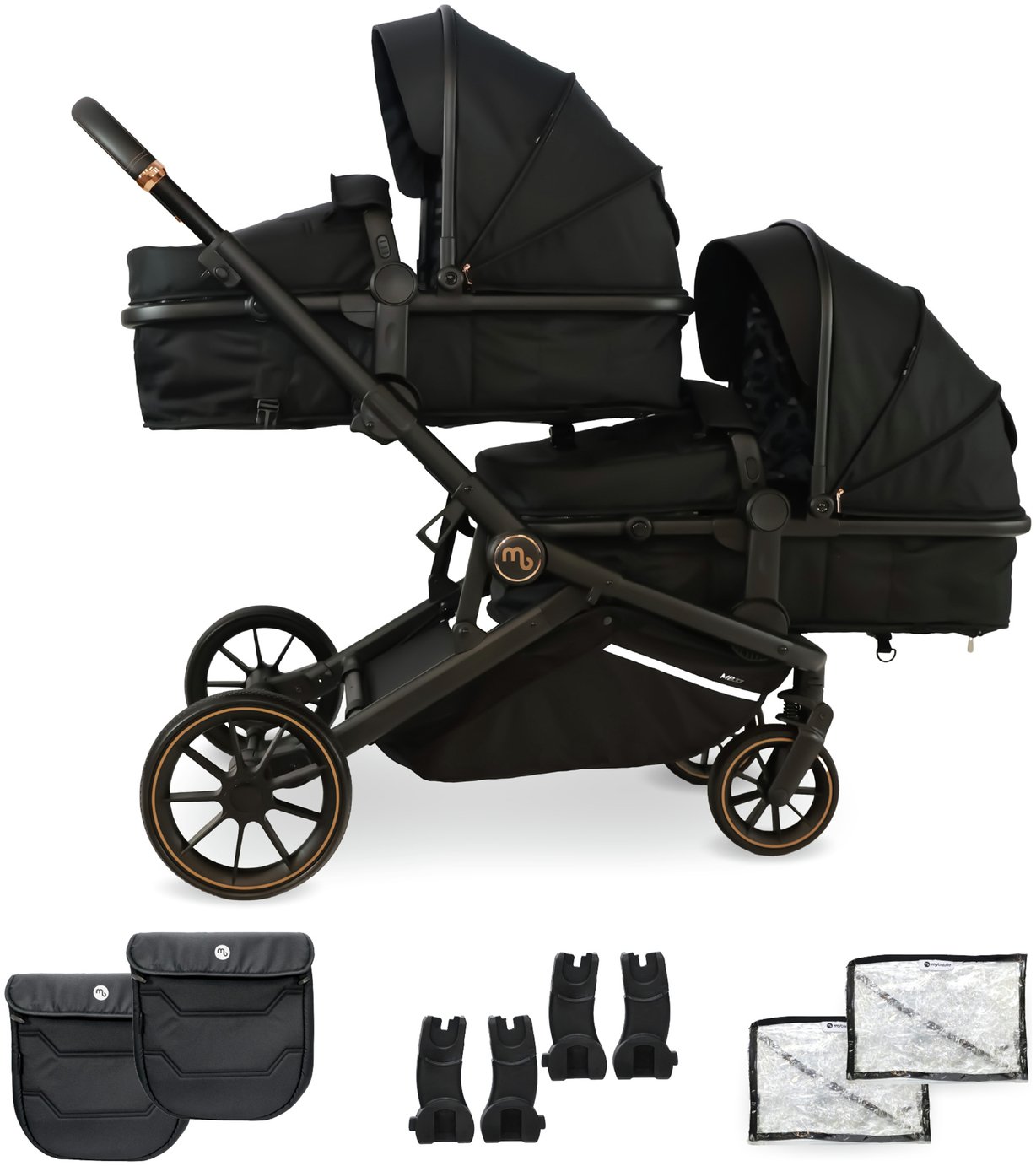 My Babiie MB33 Dani Dyer Black Leopard Tandem Pushchair