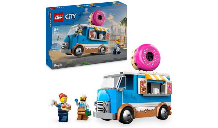 LEGO City Doughnut Truck Toy, Set with 2 Minifigures 60452