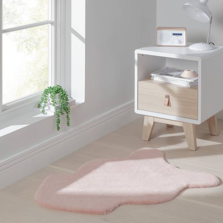 Argos Home Supersoft Faux Fur Blush Shaggy Rug - 90x60cm 0