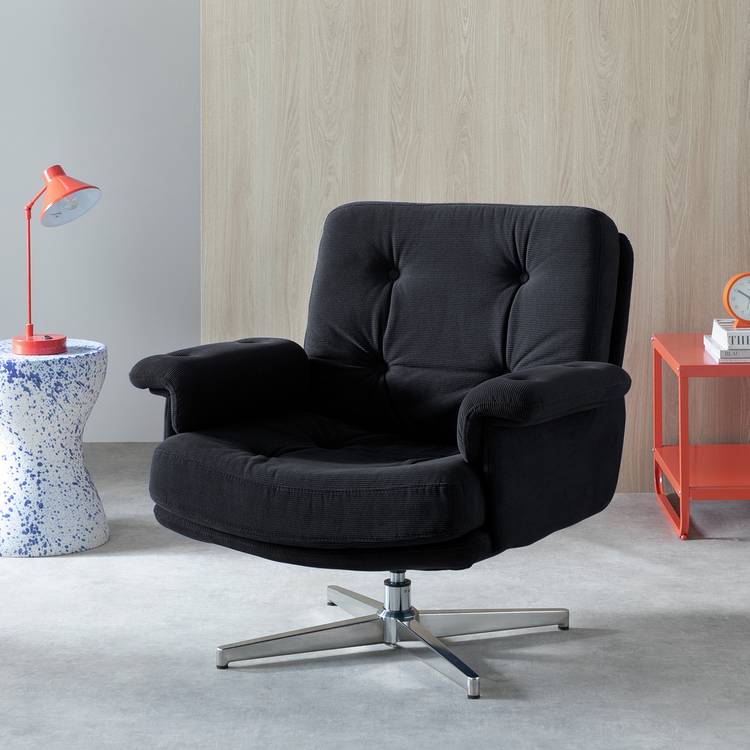 Habitat Dawson Fabric Swivel Chair - Charcoal 0
