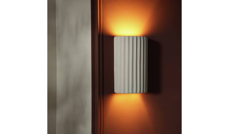 Argos Home Mars Ceramic Ribbed Wall Light - White