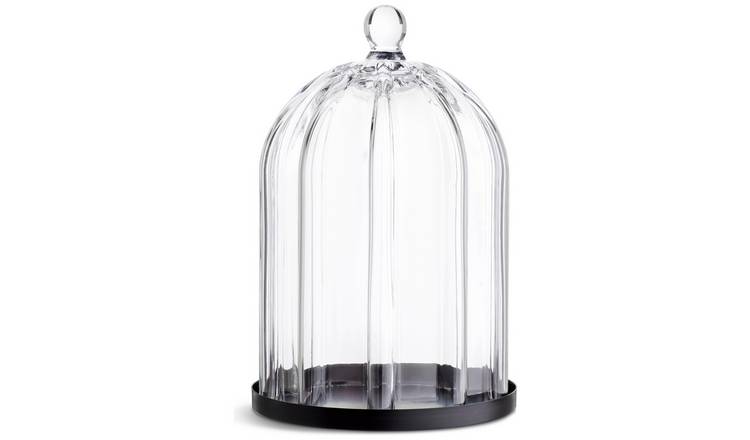 Habitat Ribbed Glass Cloche - Clear