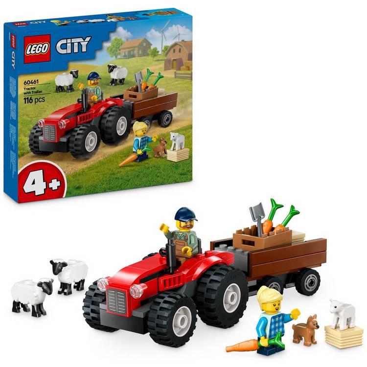 LEGO City Red Farm Tractor with Trailer & Sheep Toys 60461 0