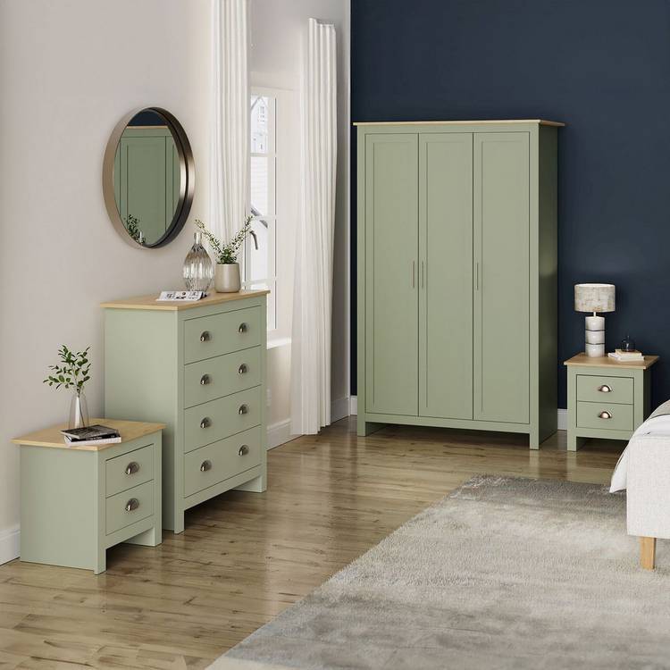 GFW Lancaster 4 Piece 3 Door Wardrobe Set - Green 0