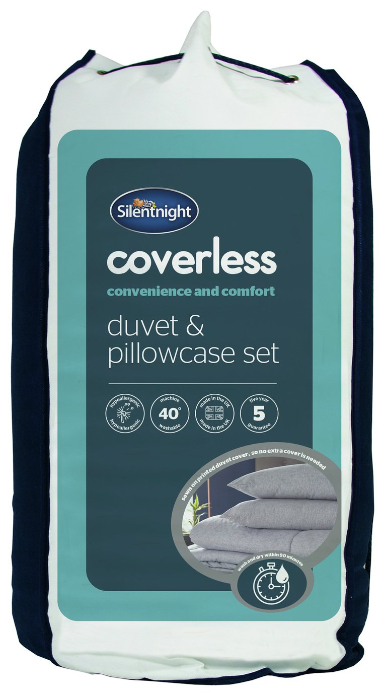 Silentnight Coverless 10.5Tog Grey Duvet & Pillowcase-Single