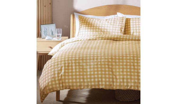 Habitat Herbalist Plain Gingham Yellow Bedding Set - Double