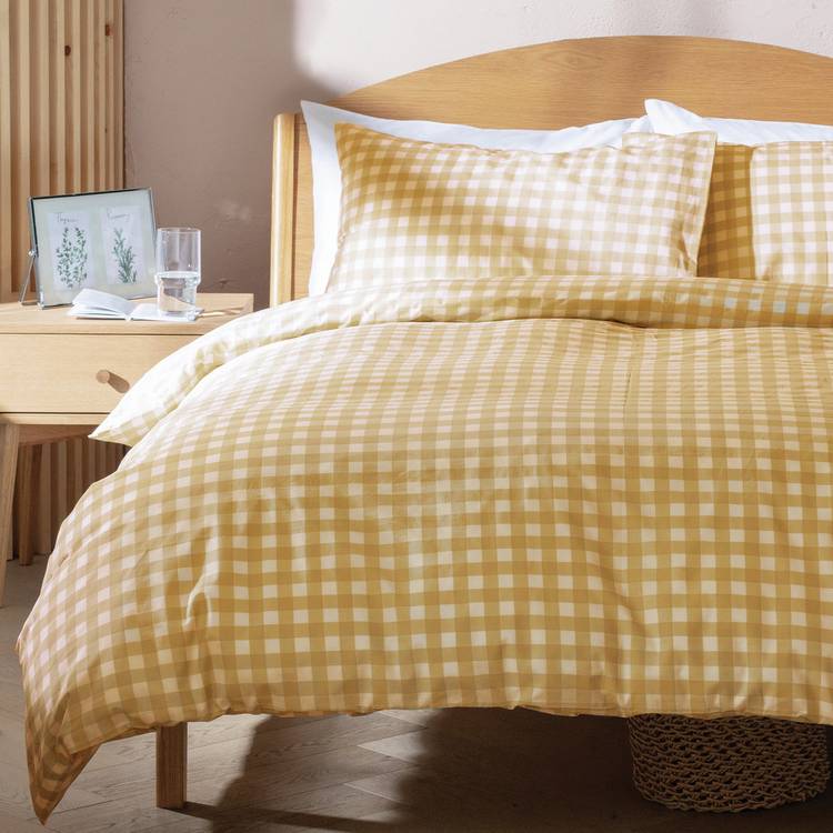 Habitat Herbalist Plain Gingham Yellow Bedding Set - Double 0