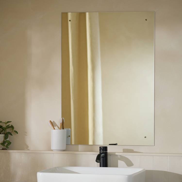 Innova Drilled Rimless Bathroom Mirror - 50x70cm 0
