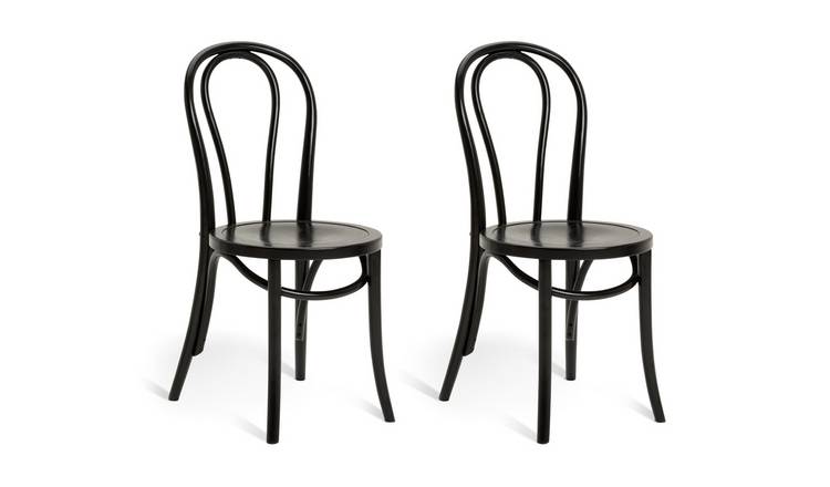 Habitat Larsa Pair of Solid Wood Dining Chairs - Black