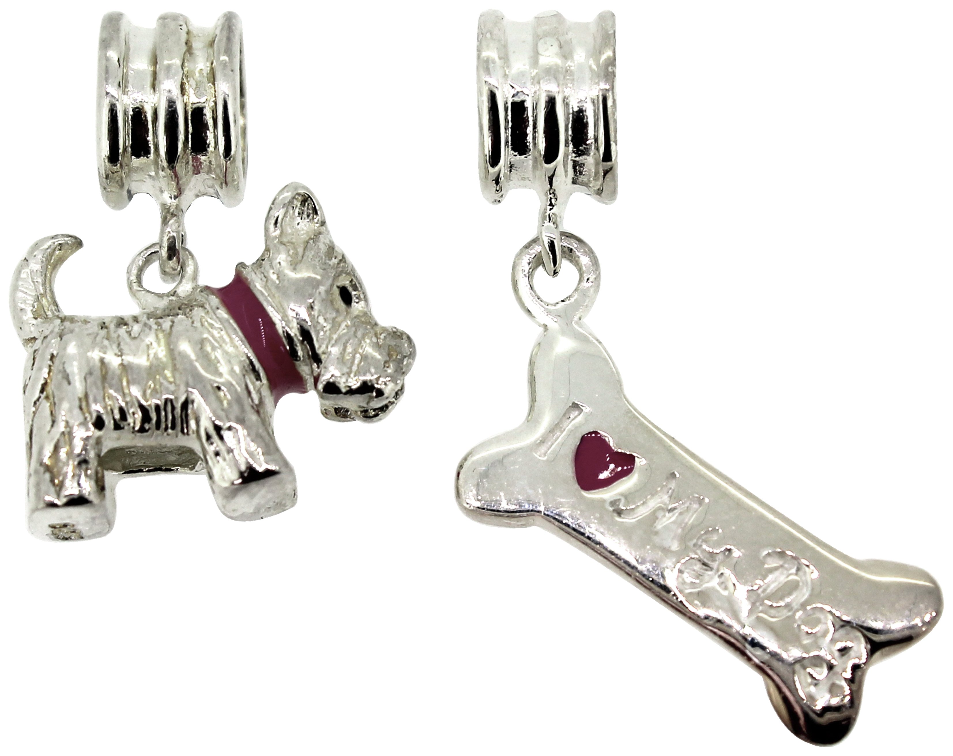 Link Up Sterling Silver Dog Drop Charms - Set of 2