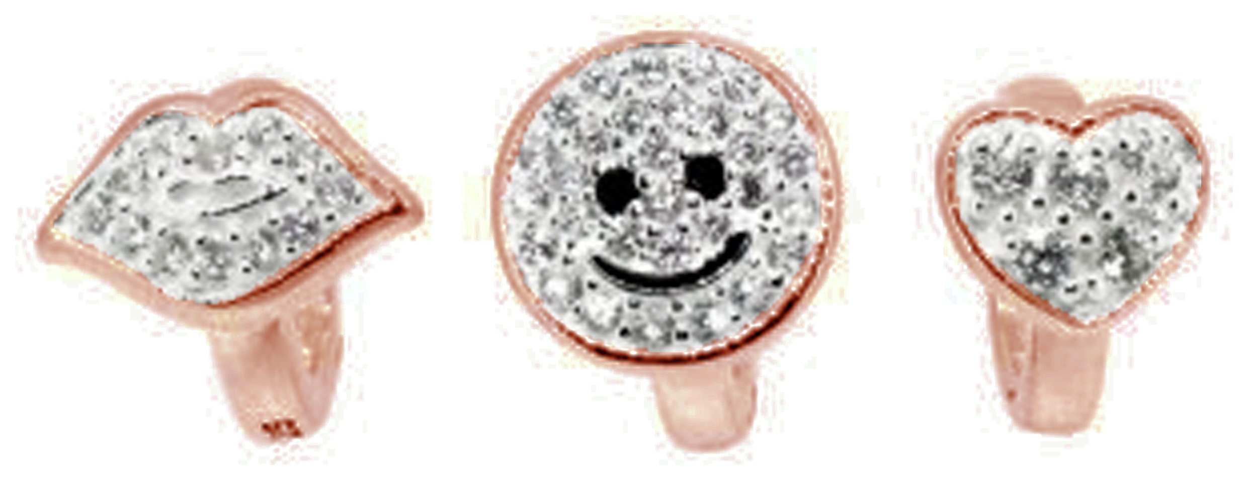 Link Up Rose Gold Plated Crystal Smile Charms - Set of 3