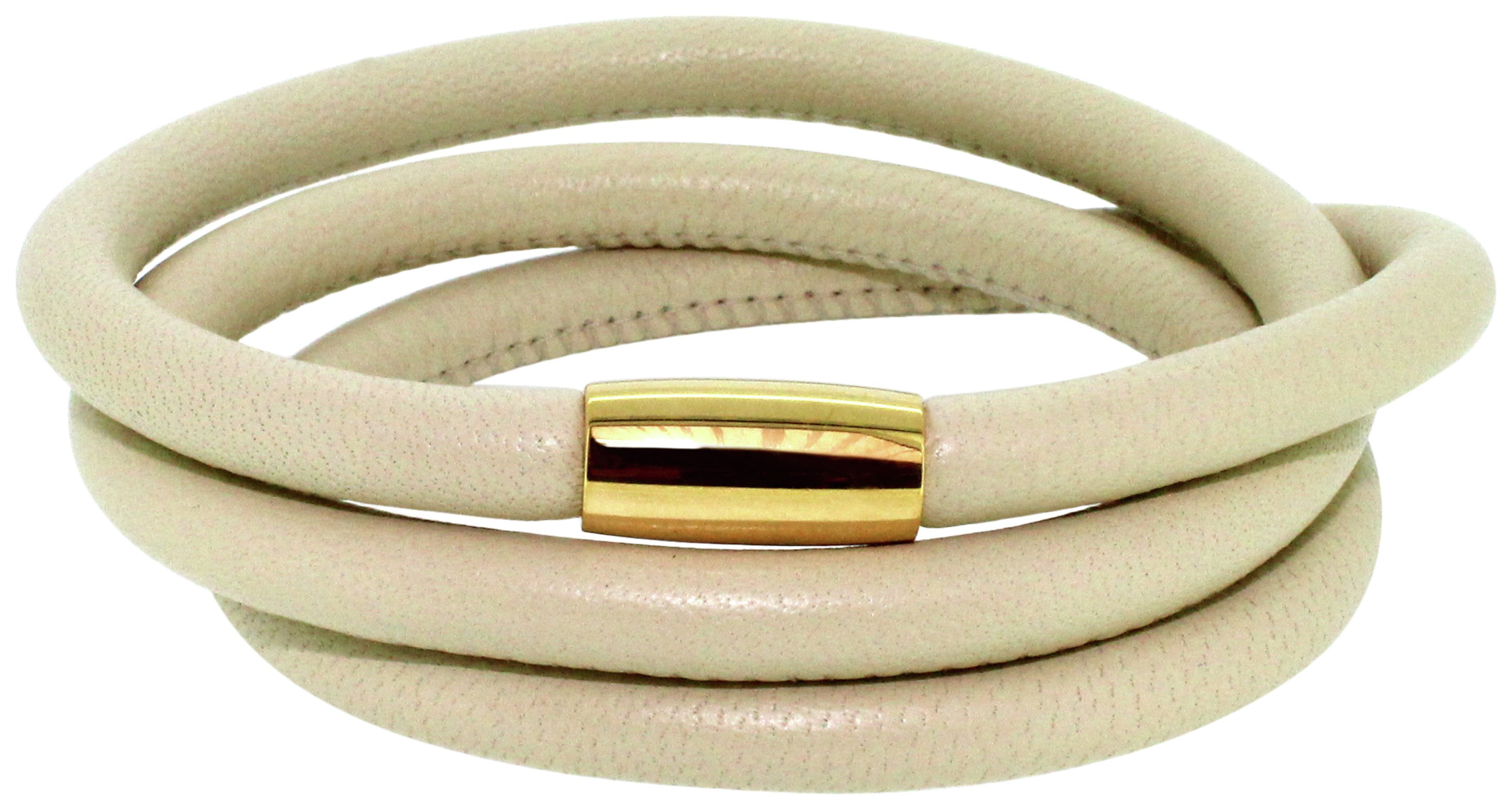 Link Up 3 Row Cream Leather Cord Bracelet