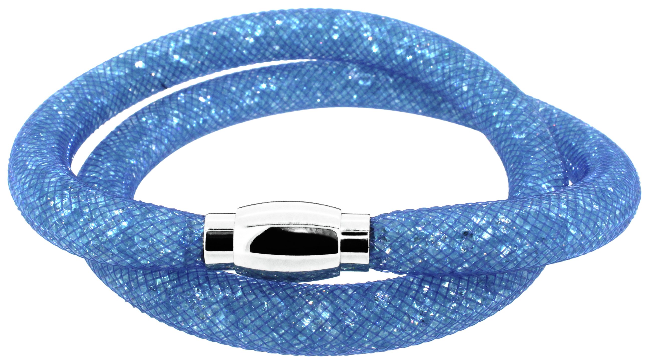 Link Up 2 Row Aqua Crystal Bracelet