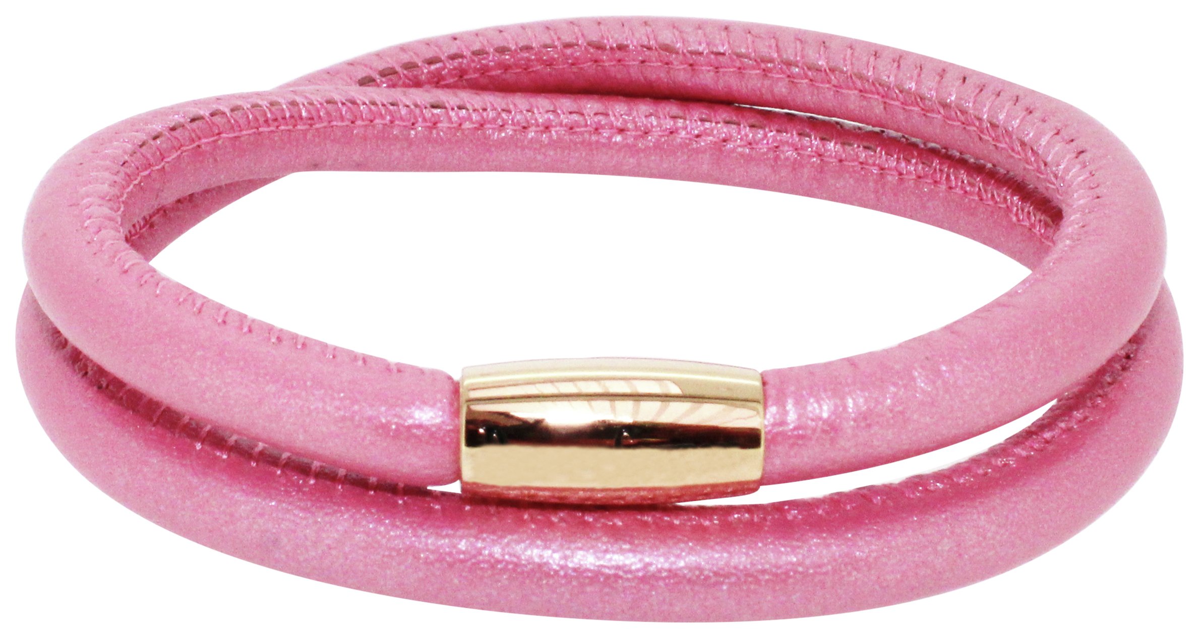 Link Up 2 Row Pink Leather Cord Bracelet