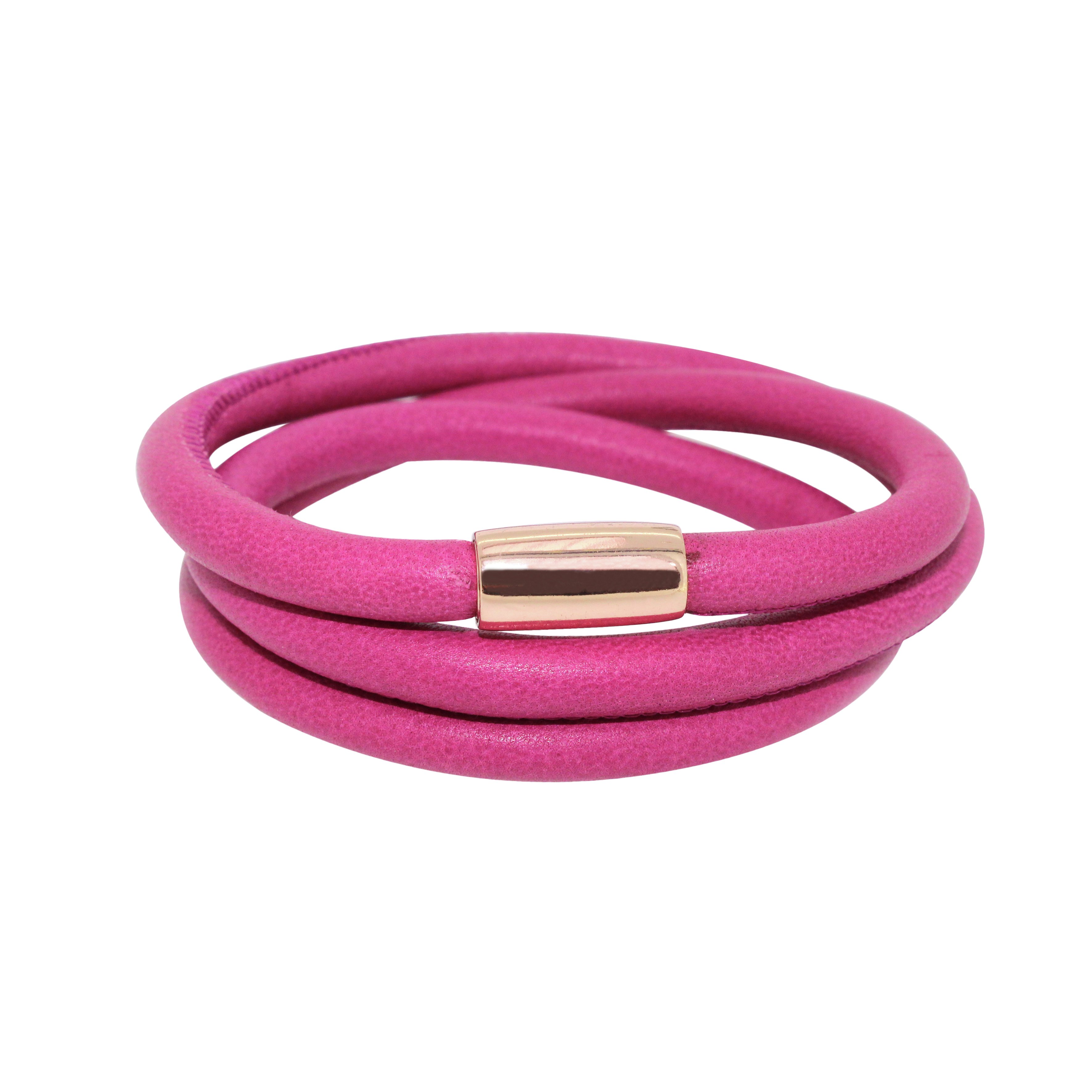 Link Up 3 Row Pink Leather Cord Bracelet.