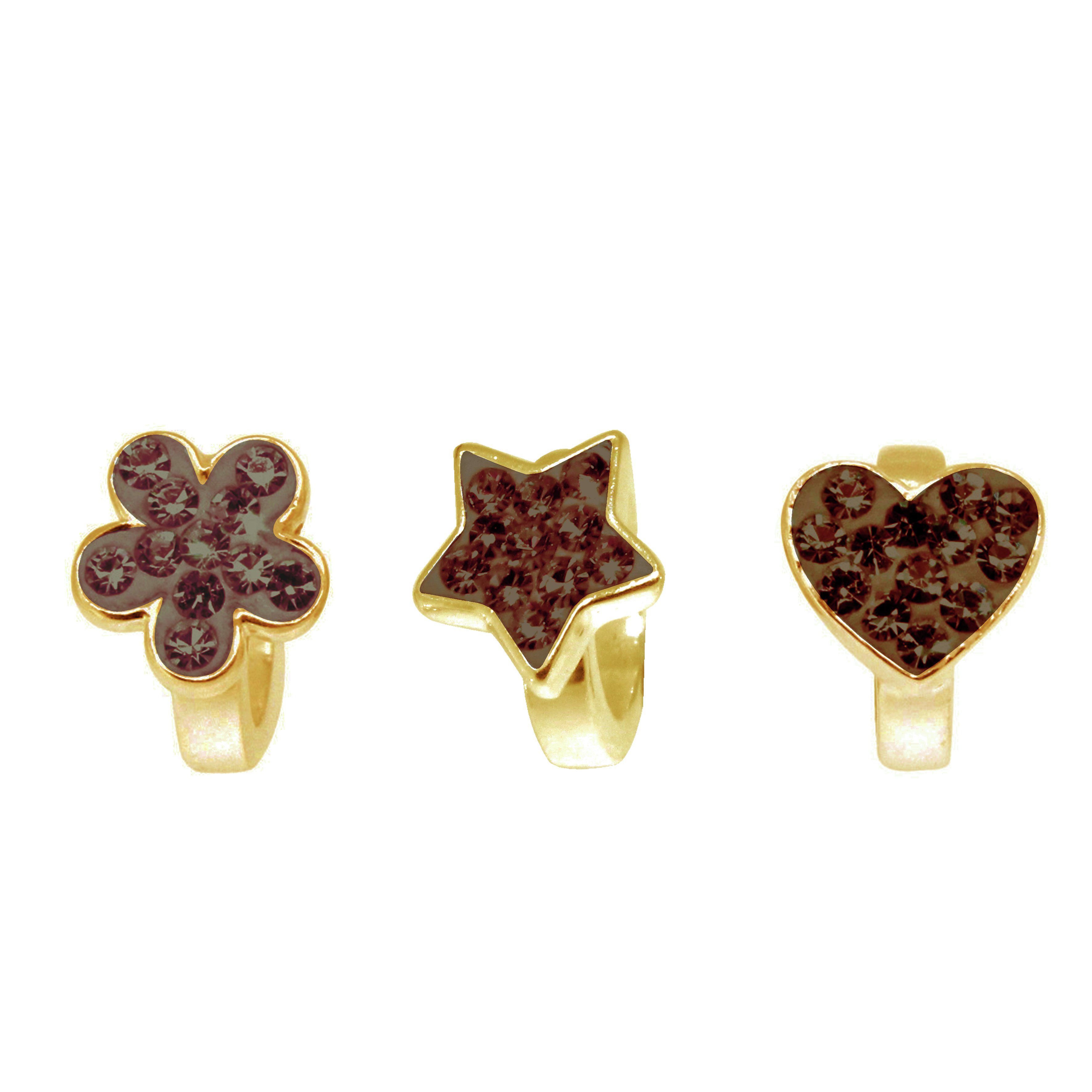 Link Up Gold Plated Flower, Star and Heart Charms - Set of 3