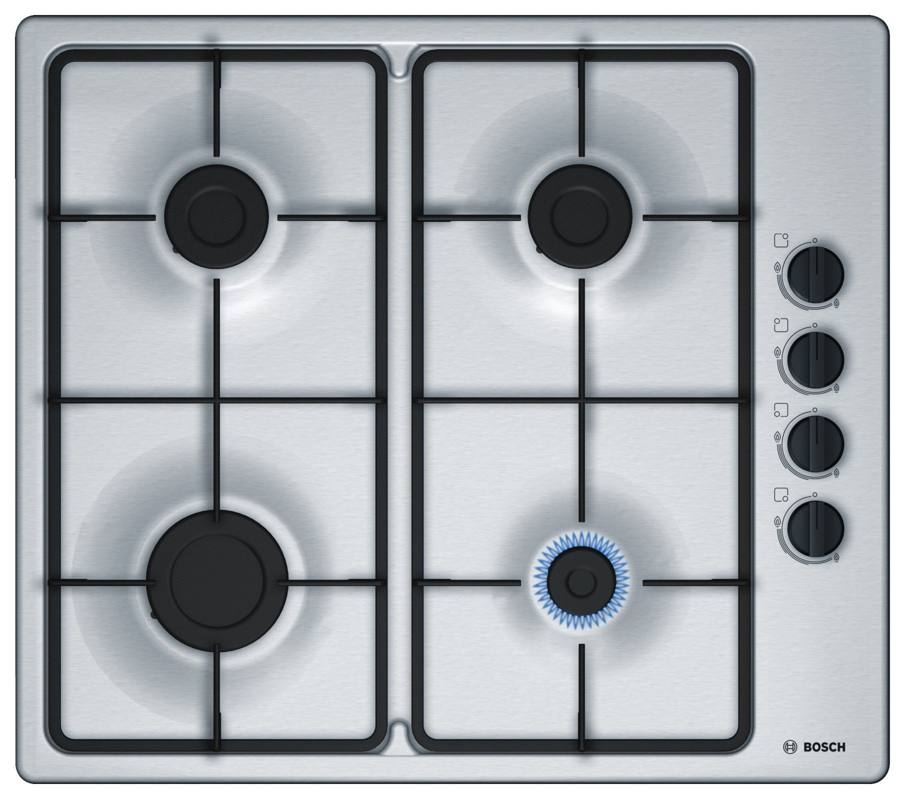 Bosch PBP6B5B60 Cast Iron Support Gas Hob - Stainless Steel