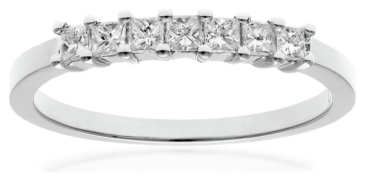 18ct White Gold 0.33ct Diamond Princess Cut Ring - Size K