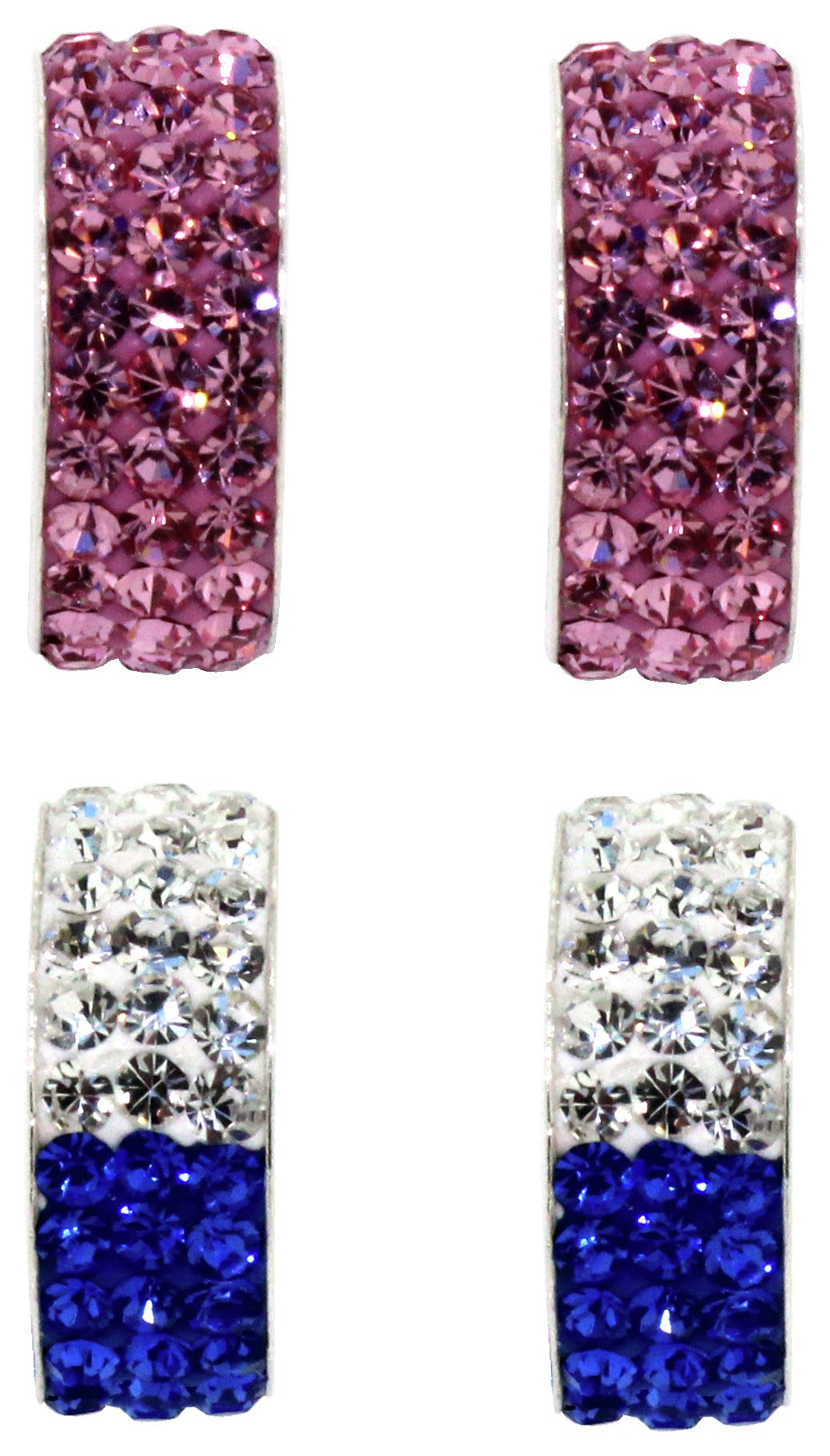 Link Up Sterling Silver Ferido Pink Hoop Earrings - Set of 2