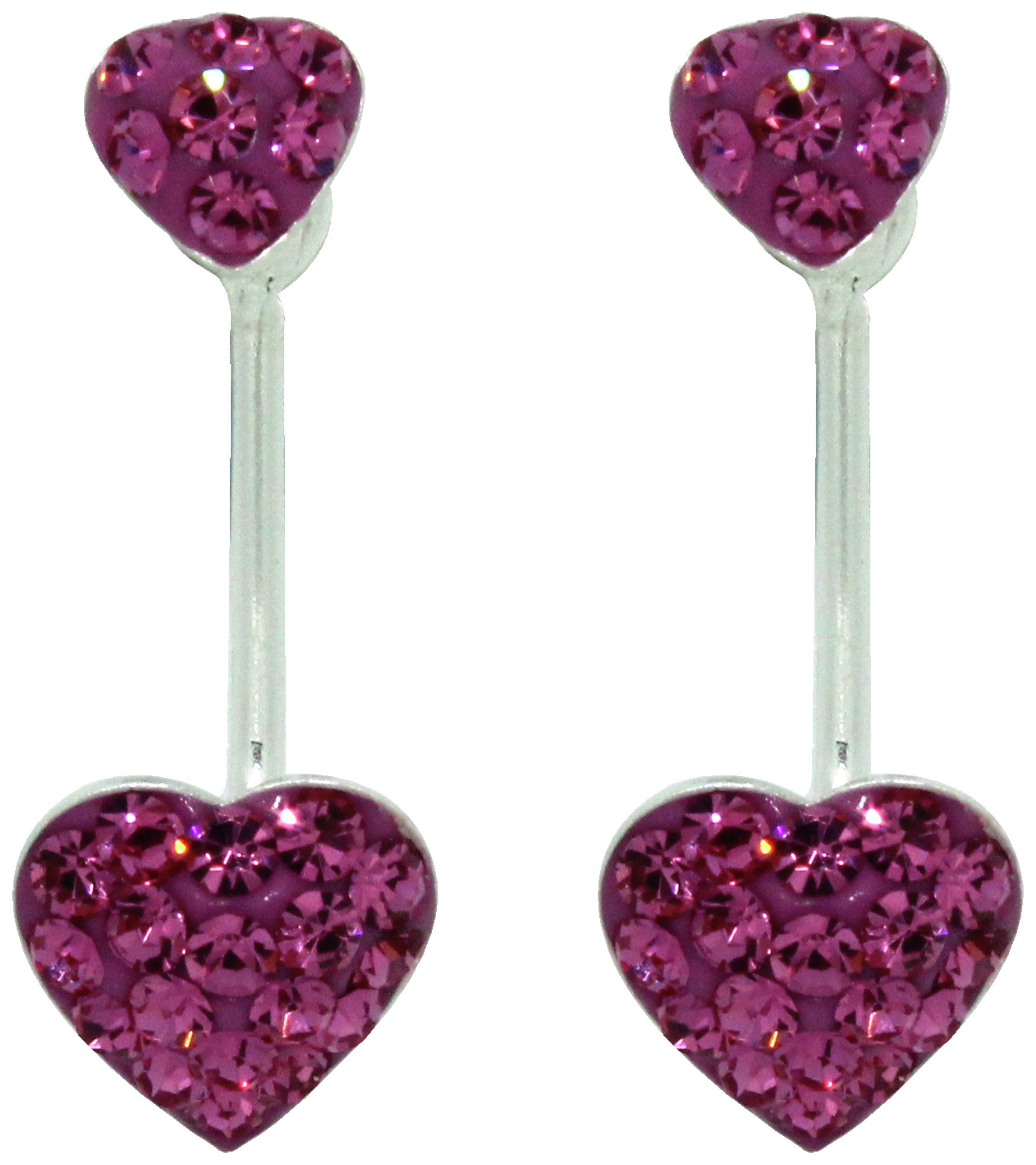 Link Up Sterling Silver Pink Heart Double Front Earrings