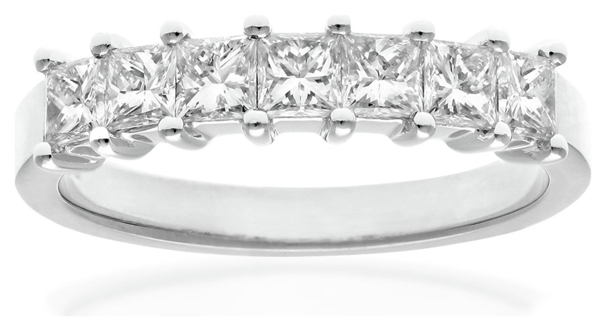 18ct White Gold 1.00ct Diamond Princess Cut Ring - Size K