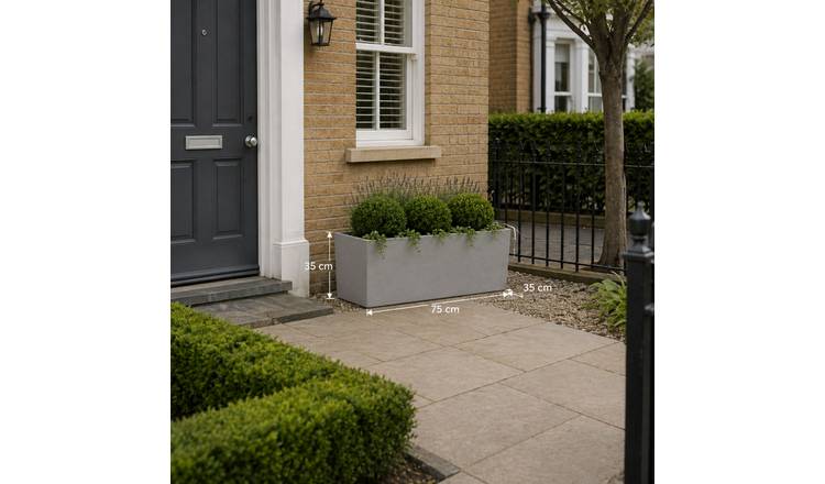Fargro Home and Garden 68L Polystone Wide Rectangular Planter - Light Grey