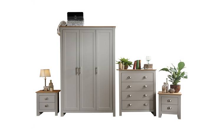 GFW Lancaster 4 Piece 3 Door Wardrobe Set - Grey